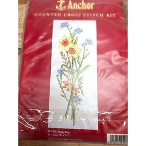 RARE Anchor Spring Days Counted Cross Stitch Kit 12" X 4.75" With 16ct